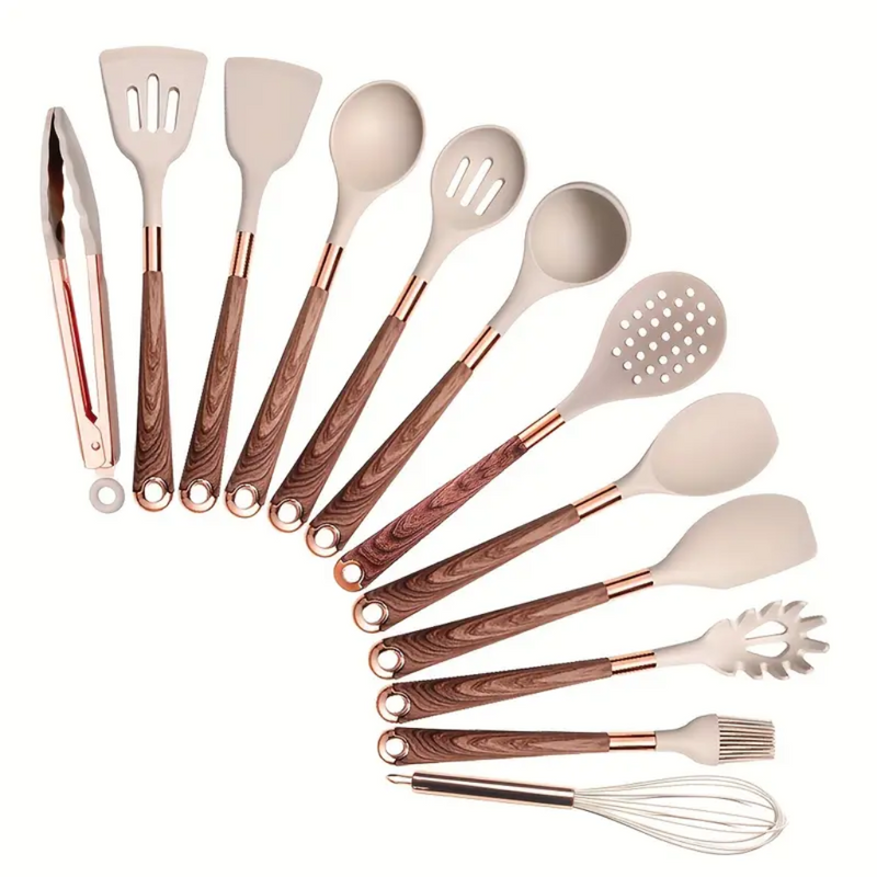 Ultra premium silicone utensils with Rose Gold plated handles