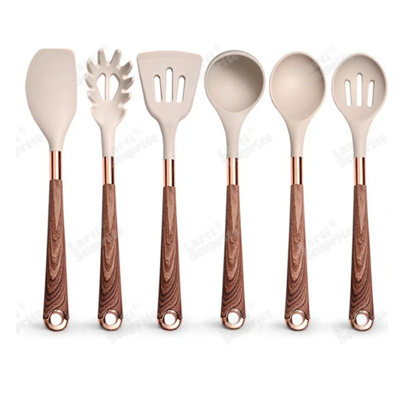 Ultra premium silicone utensils with Rose Gold plated handles