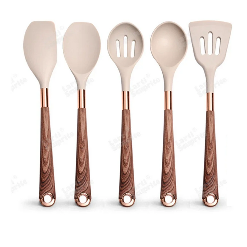 Ultra premium silicone utensils with Rose Gold plated handles