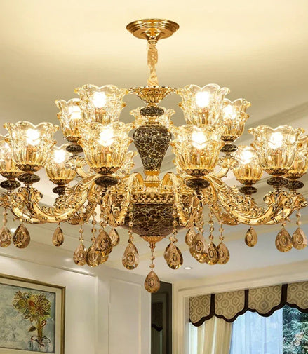 Rustikaler französischer Retro-Kristallleuchter/Lustre en cristal rustique français rétro