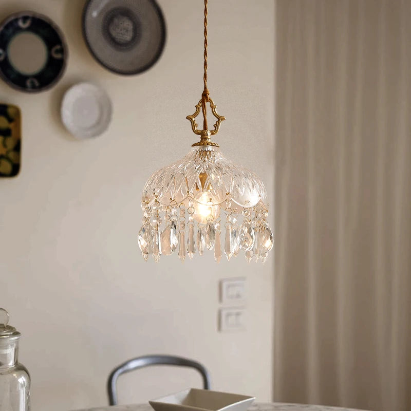 French retro glass light fixture