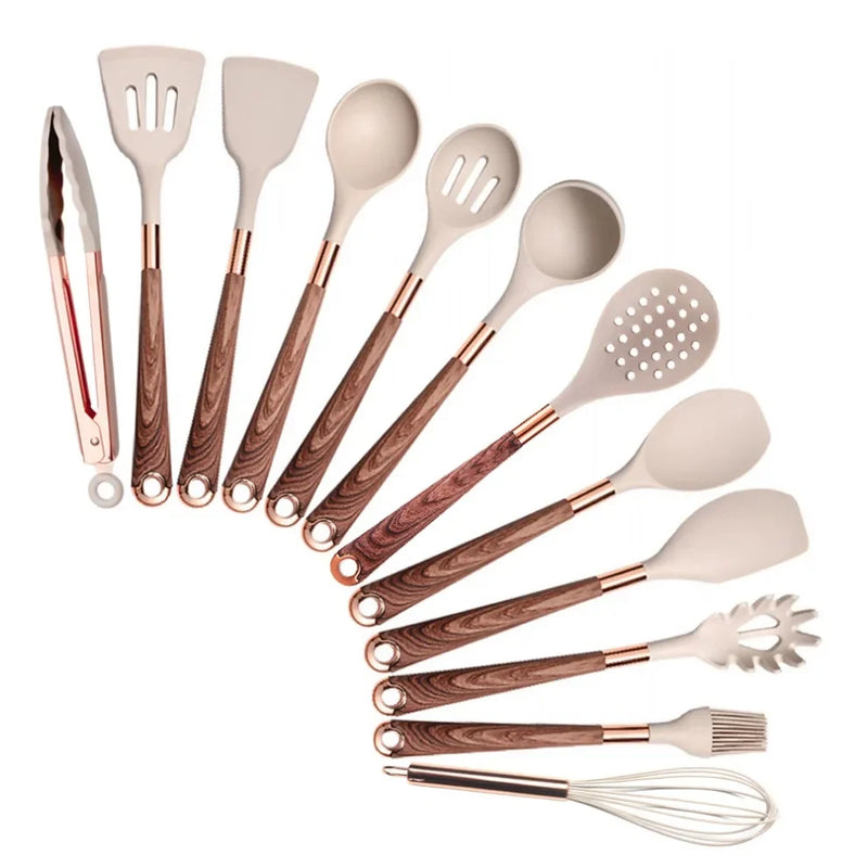 Ultra premium silicone utensils with Rose Gold plated handles