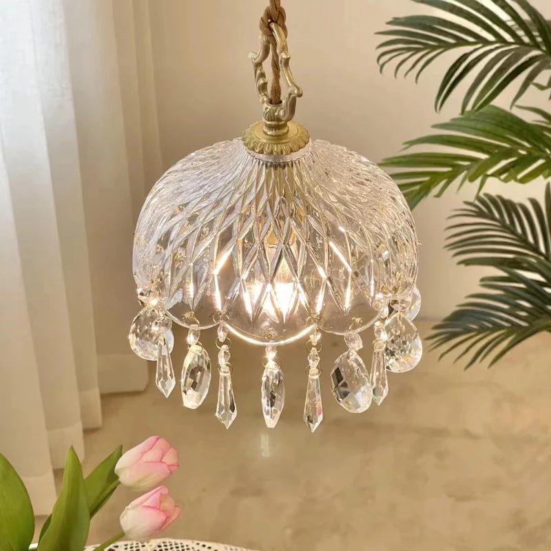 French retro glass light fixture